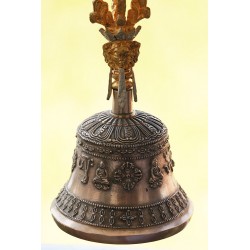 MEDITATION - Healing, Tibetian , Therapeutic with nine headed handle, Golden/ Yellow, Special Bells - Large Size (24.13 cm, 9.5 inch)