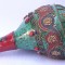 Conch Shell, powerful ancient healing (therapeutic) instrument, Hand work, Green Stone, Bajra and Coral (Eight Auspicious and Om Mane Padme Hum), Cream, Red and Green Color - Large Size (32*41 cm, 12.59*16.14 inch)