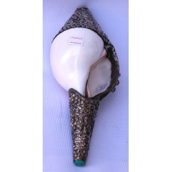 White Metal Conch Shell, powerful ancient healing (therapeutic) instrument, Hand work, White Color - Large Size (27*29 cm, 10.62*11.41 inch)