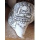 Pancha Buddha Carving Conch Shell(SANKHA), powerful ancient healing (therapeutic) instrument, Hand work, White Color - Medium Size (19.5*30 cm, 7.6*11.8 inch)