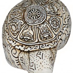 Eight Auspisious White Metal Conch Shell(SANKHA), powerful ancient healing (therapeutic) instrument, Hand work, White Metal Color - Large Size (29.5*35.5 cm, 11.6*13.9 inch)