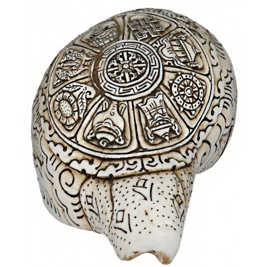 Eight Auspisious White Metal Conch Shell(SANKHA), powerful ancient healing (therapeutic) instrument, Hand work, White Metal Color - Large Size (29.5*35.5 cm, 11.6*13.9 inch)