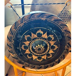Bossed Gong - Planetary, Cosmic 9 Headed Nipple Gong with Intricate Printed Design - 