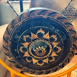 Bossed Gong - Planetary, Cosmic 9 Headed Nipple Gong with Intricate Printed Design - 