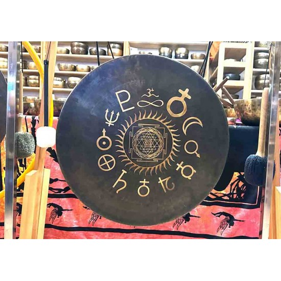 OM - GONG MASTER GOVINDA'S NEW, PROFESSIONAL DESIGN - Planetary Symbol -  Medium Size ( 60 cm, 24 Inch)
