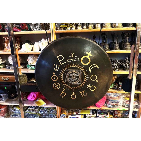 OM - GONG MASTER GOVINDA'S NEW, PROFESSIONAL DESIGN - Planetary Symbol -  Medium Size ( 60 cm, 24 Inch)
