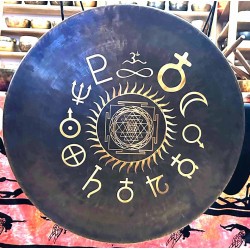 OM - GONG MASTER GOVINDA'S NEW, PROFESSIONAL DESIGN - Planetary Symbol -  Medium Size ( 60 cm, 24 Inch)