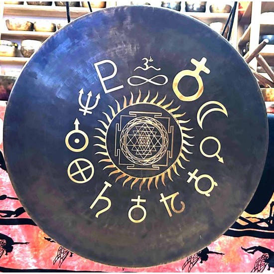 OM - GONG MASTER GOVINDA'S NEW, PROFESSIONAL DESIGN - Planetary Symbol -  Medium Size ( 60 cm, 24 Inch)