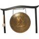 COSMIC HEALING PLANETARY GONG - PLATONIC YEAR -  Professional Designed - MEDITATING SHIVA with Peaceful mantra (Karpuram gauram karunawataram) in English and Sanskriti -  Giant Size (70 cm, 27 Inch)