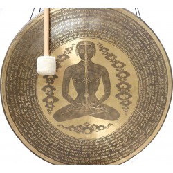 OM-UNIVERSAL SOUND HEALING GONG Professional Designed - Chakra symbol in human body with mantra in Sanskriti and English - Giant Size (88.5 cm, 35 Inch)