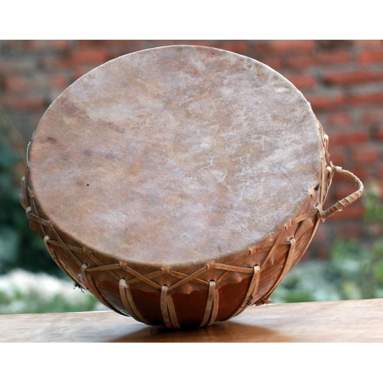 Nepali Culture Musical Instrument Damaha and Tyamko, Copper metal used, Medium Size - Damaha (32*25 cm, inch) Tyamko (14.5*21.5 cm, 5.7*8.4 inch) 