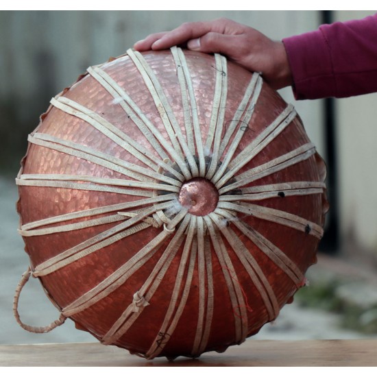 Nepali Culture Musical Instrument Damaha and Tyamko, Copper metal used, Medium Size - Damaha (32*25 cm, inch) Tyamko (14.5*21.5 cm, 5.7*8.4 inch) 