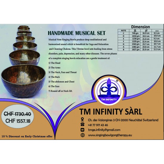 Musical Set Bowl - Handmade Jambati, Chakra Healing/Musical Singing bowls set with ascending sound and size, Spotted Coffee Color - Medium Size Musical Set Bowl - Handmade Jambati, Chakra Healing/Musical Singing bowls set with ascending sound and size, Spotted Coffee Color - Medium Size