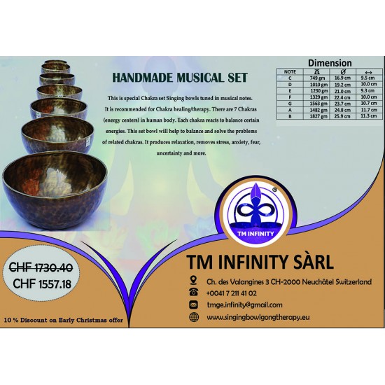 Musical Set Bowl - Handmade Jambati, Chakra Healing/Musical Singing bowls set with ascending sound and size, Spotted Coffee Color - Medium Size Musical Set Bowl - Handmade Jambati, Chakra Healing/Musical Singing bowls set with ascending sound and size, Spotted Coffee Color - Medium Size