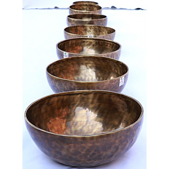 Musical Set Bowl - Handmade Jambati, Chakra Healing/Musical Singing bowls set with ascending sound and size, Spotted Coffee Color - Medium Size Musical Set Bowl - Handmade Jambati, Chakra Healing/Musical Singing bowls set with ascending sound and size, Spotted Coffee Color - Medium Size