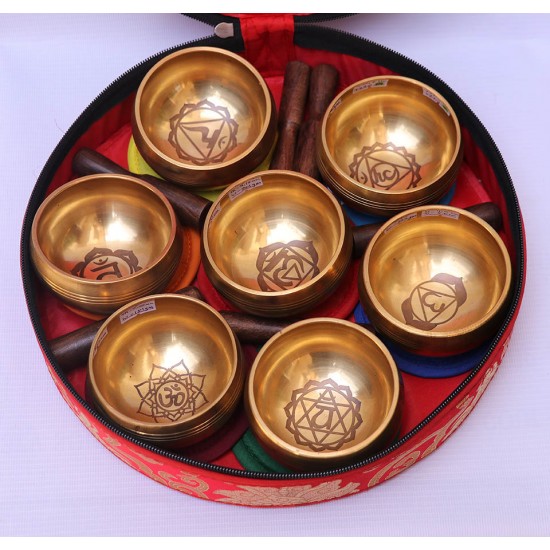 GIFT PACK- Musical Singing Bowl Mini Set associated with 5 Elements - (special double polished), Special Chakra Healing/Musical Singing bowls set with ascending sound and size - Small Size 