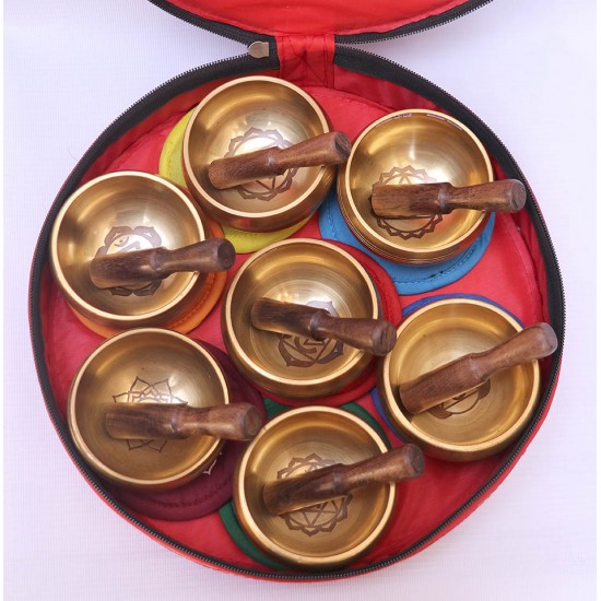 GIFT PACK- Musical Singing Bowl Mini Set associated with 5 Elements - (special double polished), Special Chakra Healing/Musical Singing bowls set with ascending sound and size - Small Size 