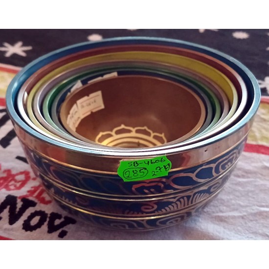 Cast-moulded Chakra Colour Set Bowls with ascending sound and size - Small Size 