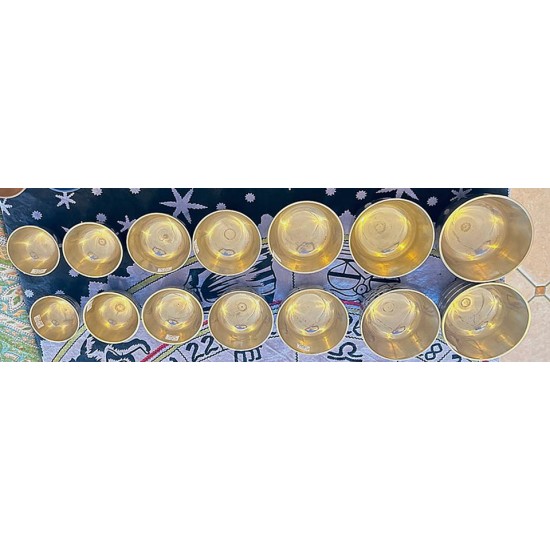 Cast-moulded Chakra Set Bowls with ascending sound and size - Small Size Cast-moulded Chakra Set Bowls with ascending sound and size - Small Size